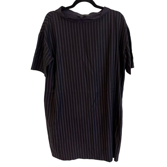 Cos Blue Striped Short Sleeves Side Pockets Pull On Workwear Mini Dress Size 8 - Picture 1 of 7